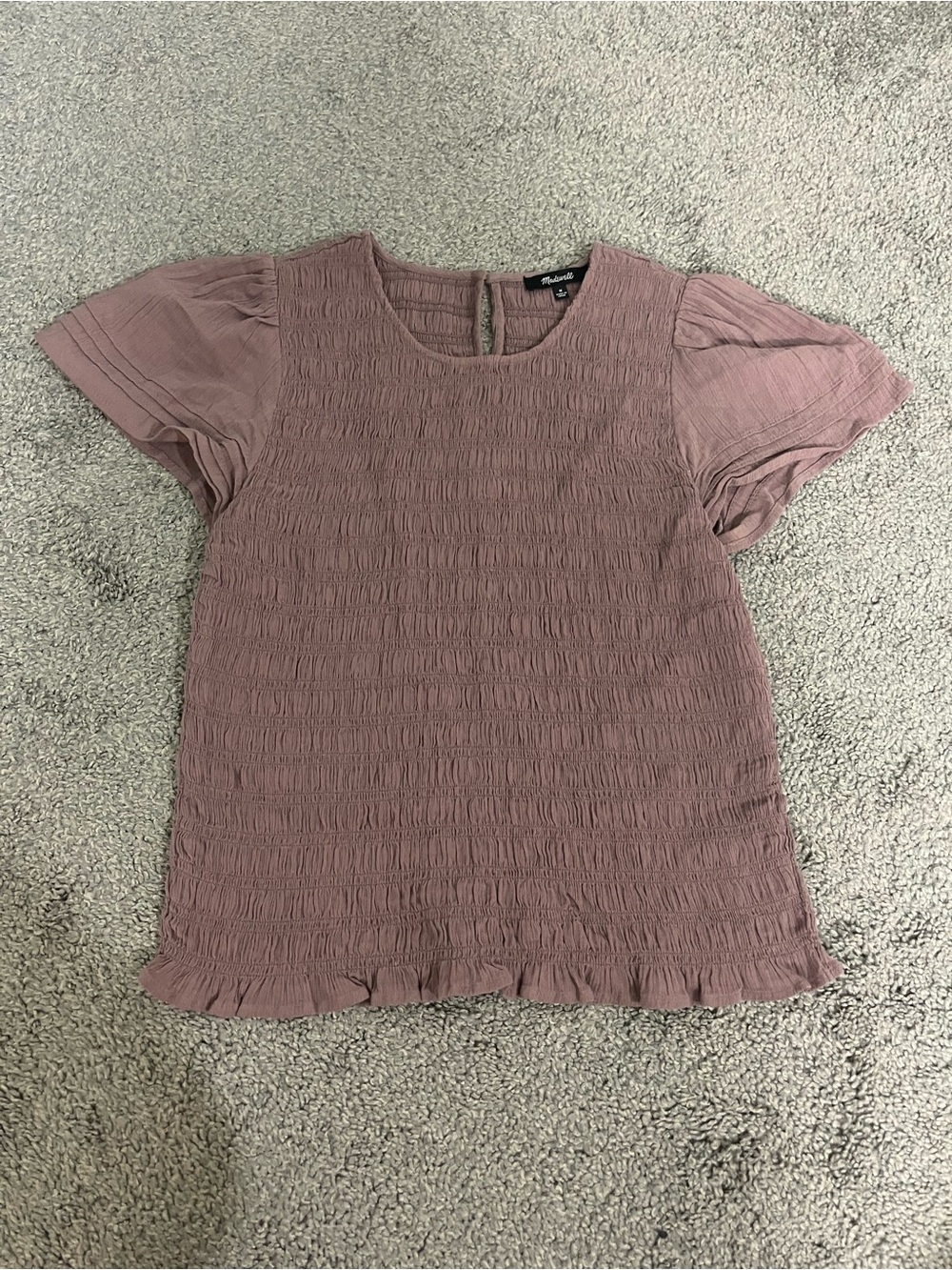 Madewell Mauve Textured Short Sleeve Top
